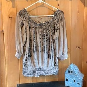 Tan and Black Blouse